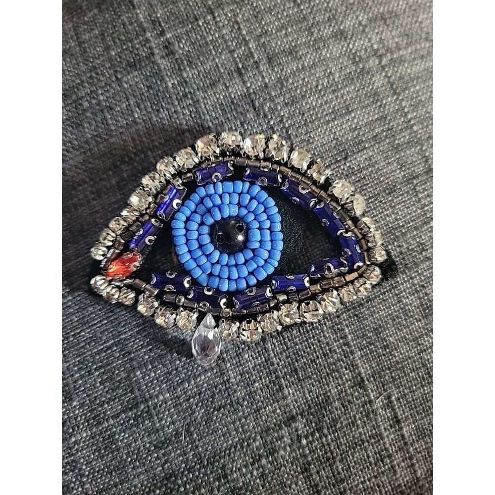 Beaded Rhinestone Eyeball Applique 2"x2" Sew On